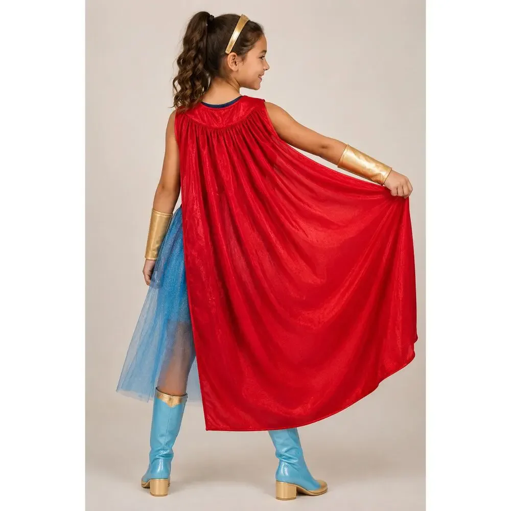 DC Super Hero Girls Supergirl Costume Dress Cape & Accessories NWOT Medium 2017